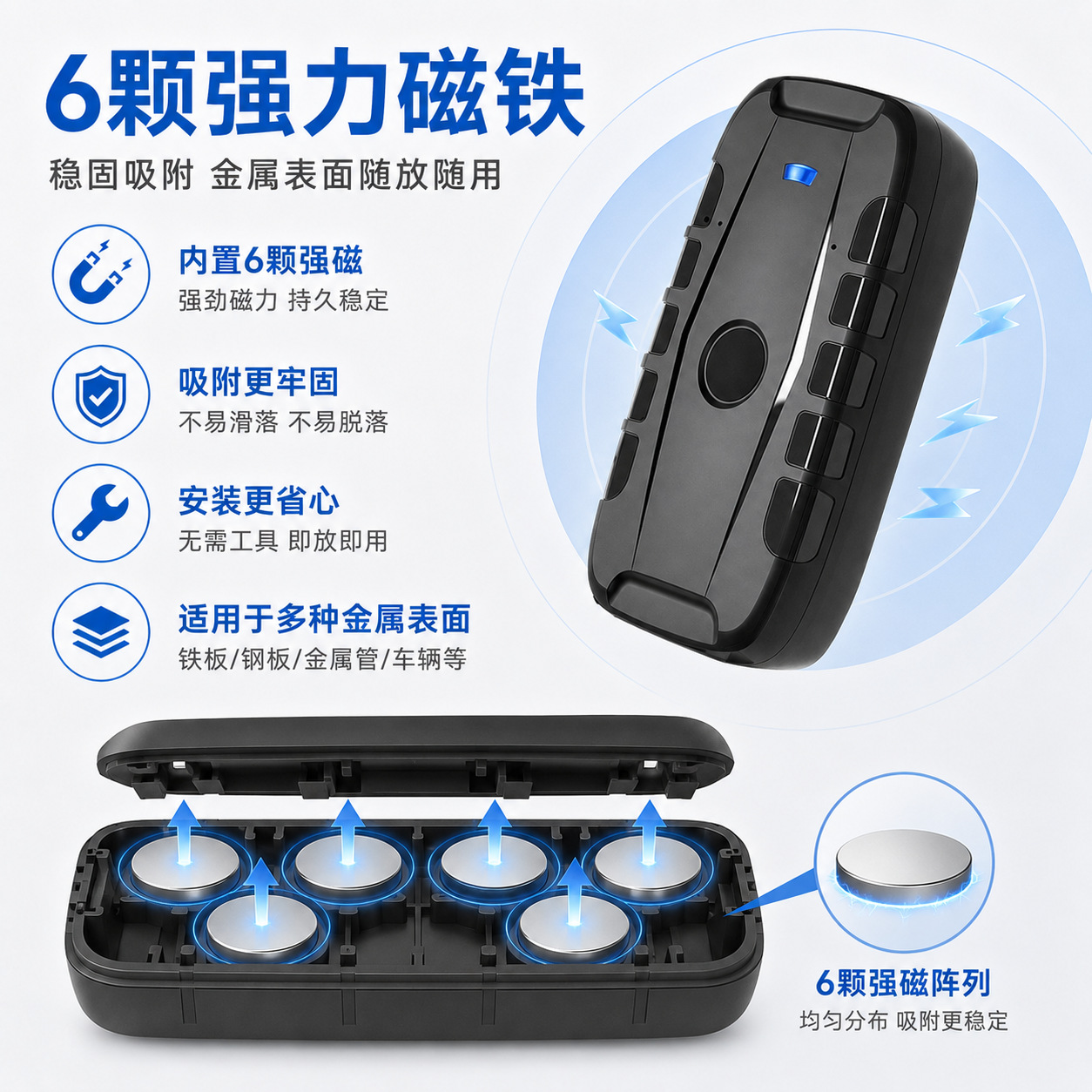 Overseas GPS Beidou Locator with Strong Magnetic Base for Logistics and Transportation, International Large Capacity, No Installation Required, Car Tracker
