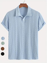 E 46726 Breathable Hollow Detail Knit Polo Shirt�U��ᘿ�Pol