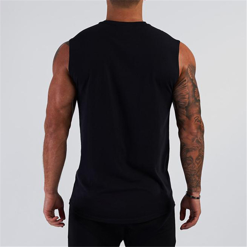 Marca de moda para hombre Chaleco de fitness Culturismo Entrenamiento muscular Chaleco deportivo Cuello redondo Camiseta sin mangas delgada sin mangas Tank top
