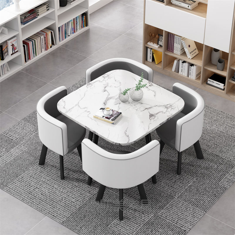 정사각형 흰색 모조 대리석 내부 회색 가죽