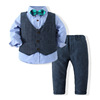 Spring set for boys, children's shirt, vest, trousers, dress, European style