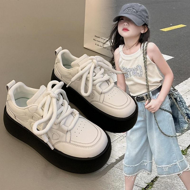 真皮小众厚底女童板鞋2025春秋季新款儿童百搭小白鞋休闲运动鞋|undefined