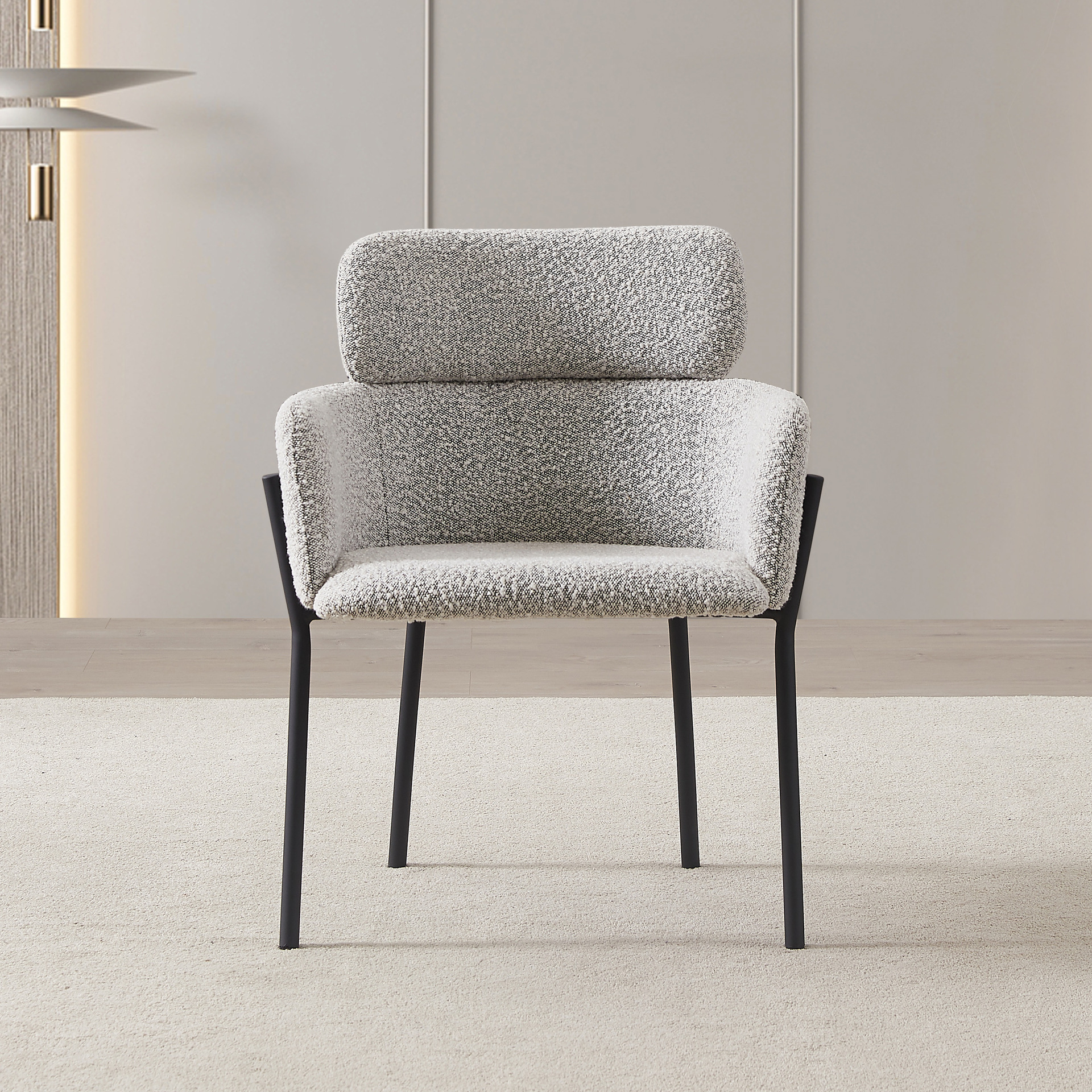 设计师款北欧汉克椅会客椅意式极简高级餐椅金属轻奢新款布艺椅子