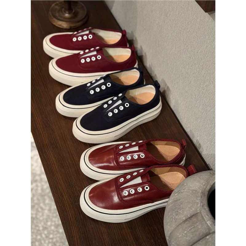 2025 новая модель оптом лоферы из конской кожи на толстой подошве, слипоны с круглым носком, универсальные повседневные туфли для весны и осени