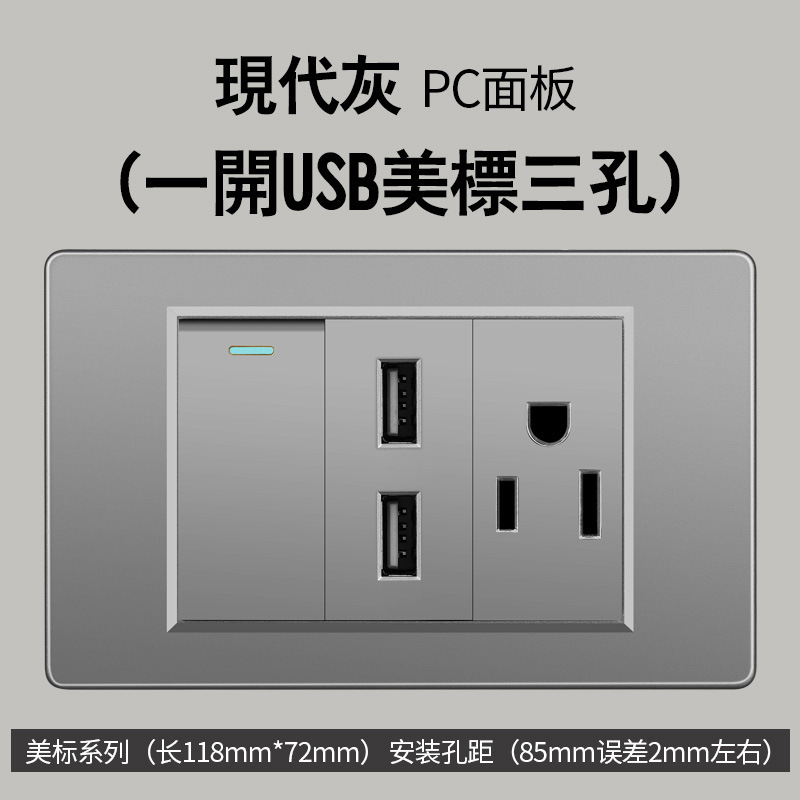 Sur americano gris estándar americano 1 interruptor 110 oculto 118 tipo Taiwán pared socket Vietnam comercio exterior panel
