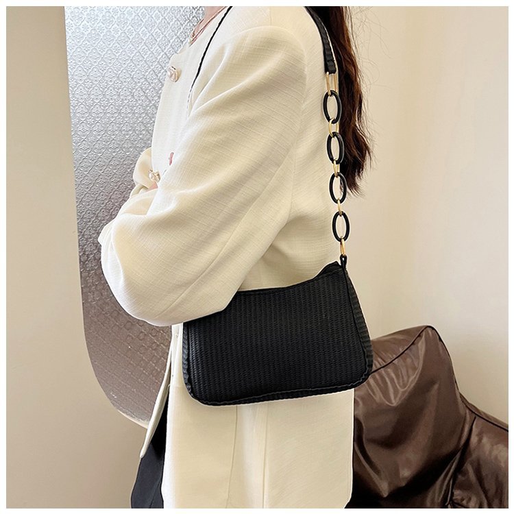 New Handheld Small Bag Single Shoulder Bag Fashionable Retro 2024 Corduroy Underarm Stick Bag Handbag for Women_voghion.com
