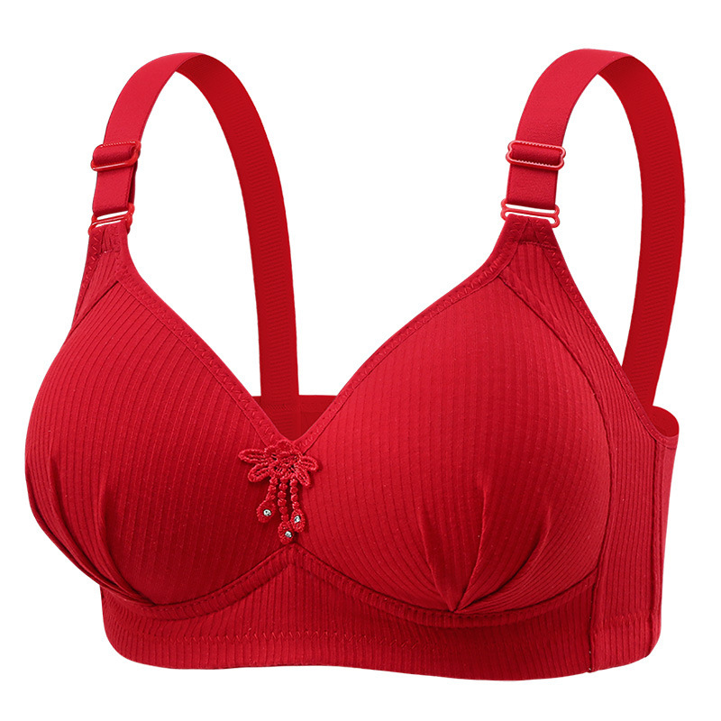 Cross-border plus size Bra Gathering Without Steel Rings Thin Breast-lifting Bra for Middle-aged Mother Beautiful Back Underwear Women's Bra