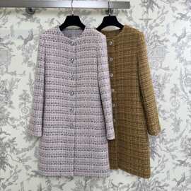 深圳南油货~25秋冬新品小香风老钱风中长款毛呢外套大衣风衣女