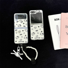 镜面卡通kt适用三星zflip6手机壳ZFLIP5/4/3代日韩折叠屏保护套韩