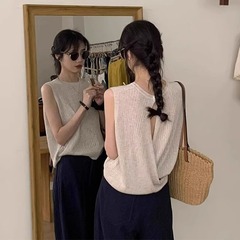 フランスのアイスニットベスト女性の薄いタイプの夏の外着のゆったりしたデザイン感が交差しています。