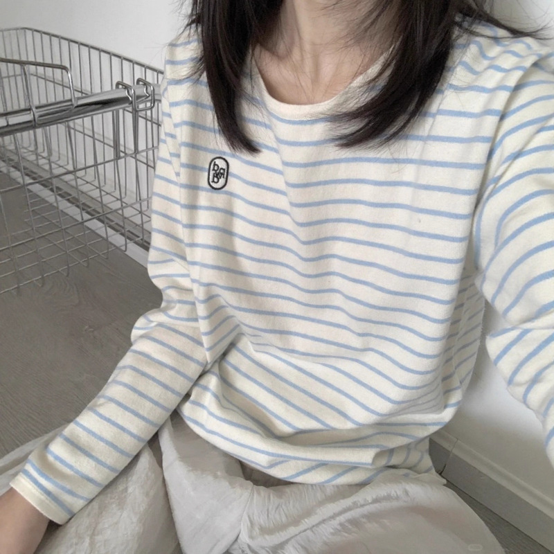 条纹内搭长袖t恤女装2025早秋新款甜辣妹秋季秋装小众不撞款上衣|undefined
