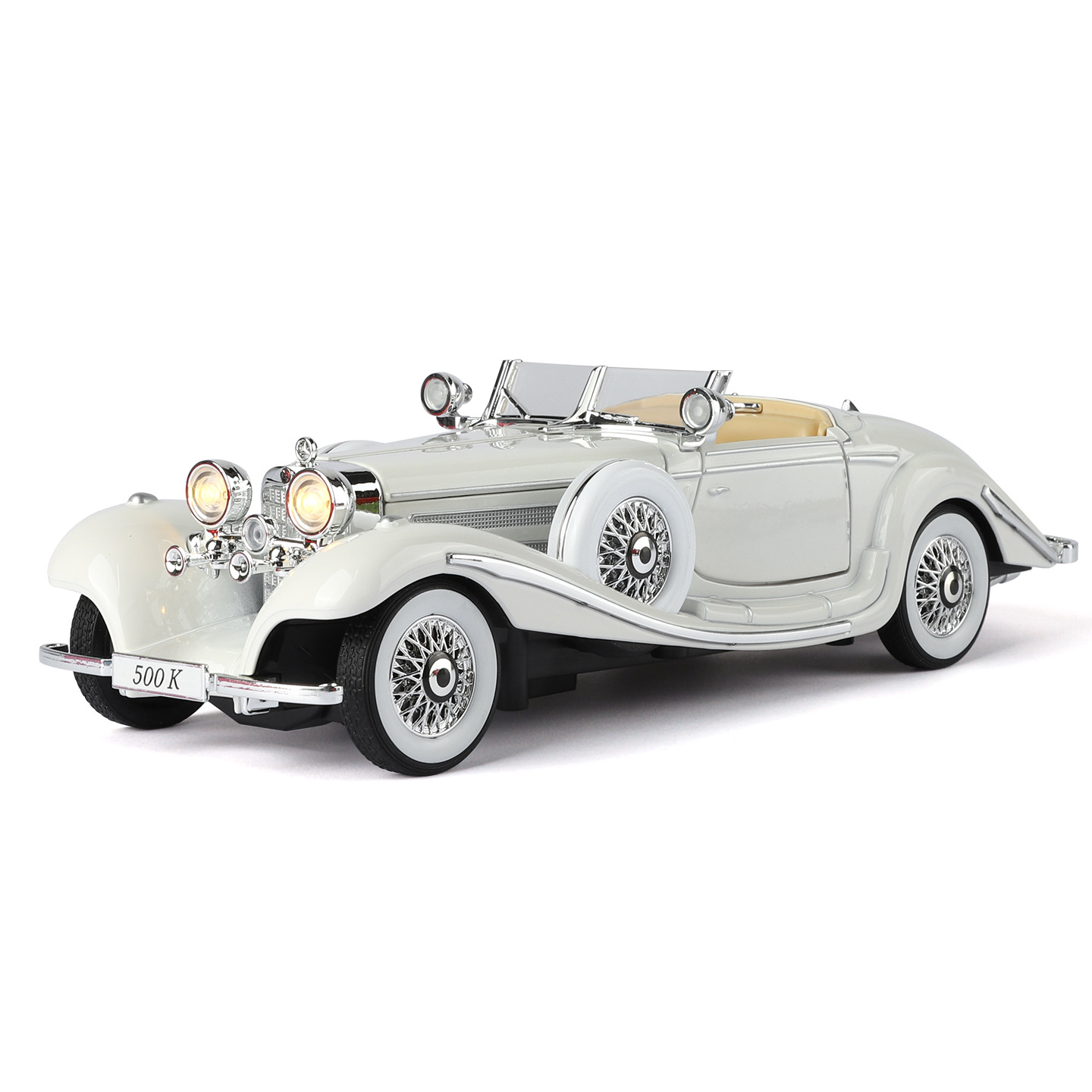 1: 24 dapen Collection Edition descapotable de 500 K de aleación de automóviles clásicos modelo de automóviles retro retro Huili sonido y luz regalo del 1 de junio image 5