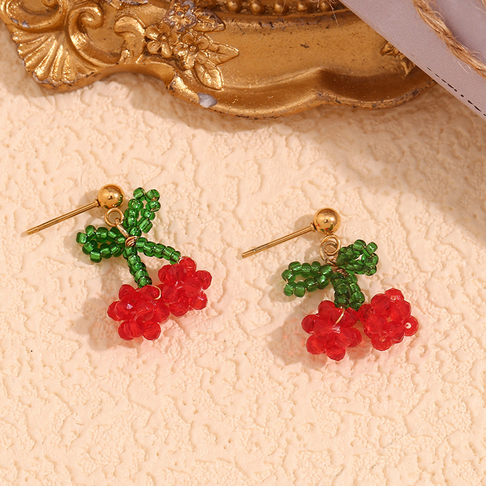 Bow Raspberry Colored Stainless Steel Stud Earrings