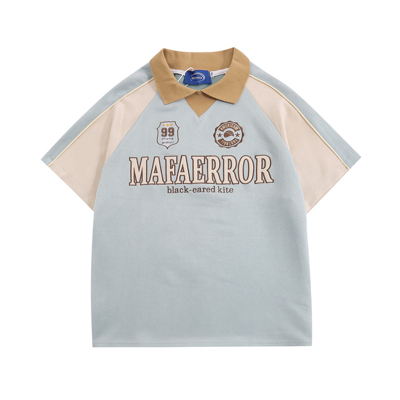 American ReTro Design Splicing ConTrasTing Raglan ShorT-sleeved POLO ShirT for M