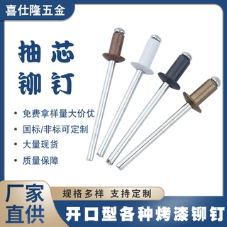 喜仕隆开口型圆头烤漆抽芯铆钉 拉钉 彩色拉铆钉铝铆钉铁铆钉定制