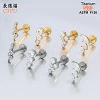 Серьги G23 из титанового сплава с цирконом, высококачественные модные серьги из ушной кости, внутренняя нить, украшения для пирсинга ногтей, губ