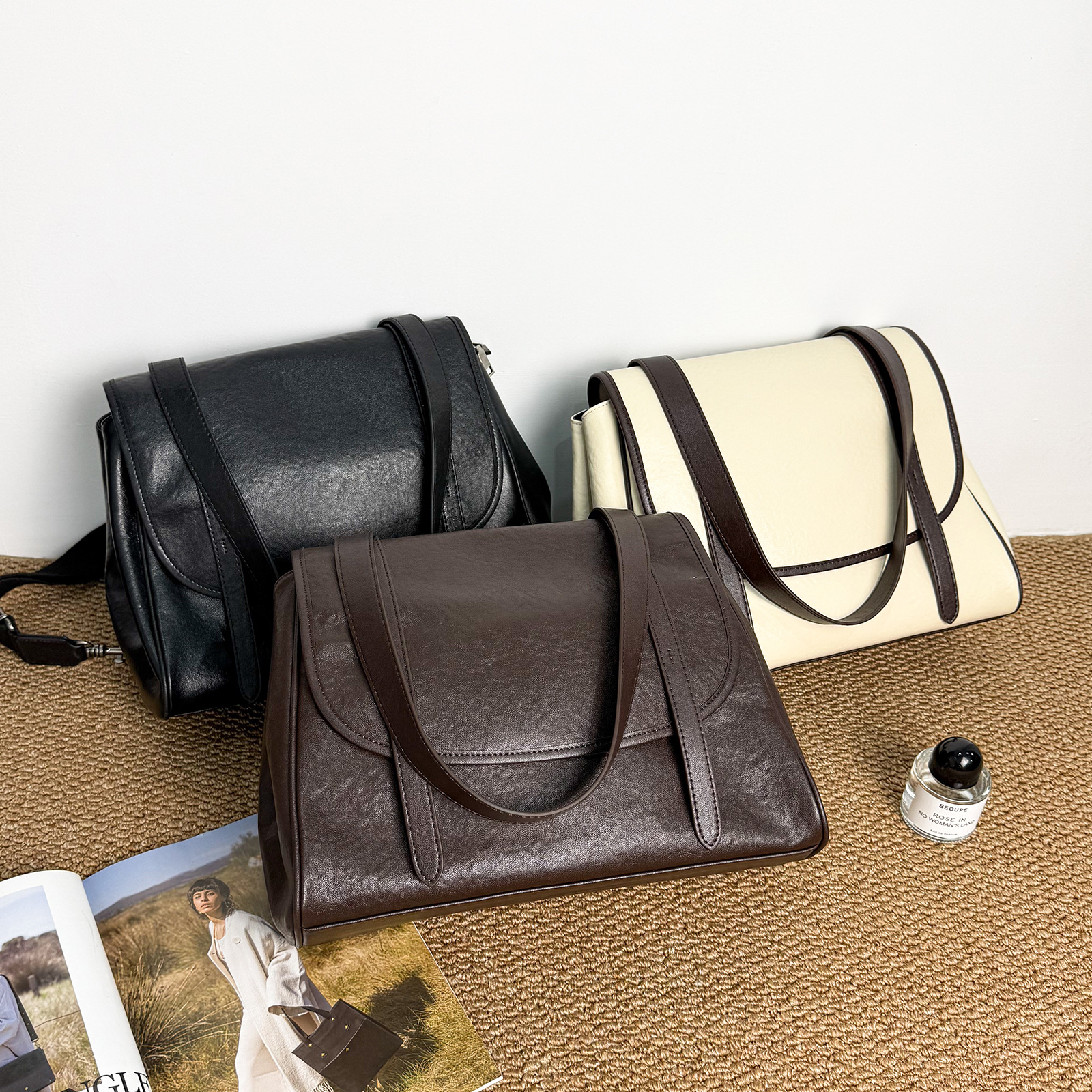 2026 Genuine Leather Korean Style Large Capacity School Backpack Tote Bag For Women, High-End Commuter Underarm Shoulder Bag, Multifunctional - Thumbnail 2