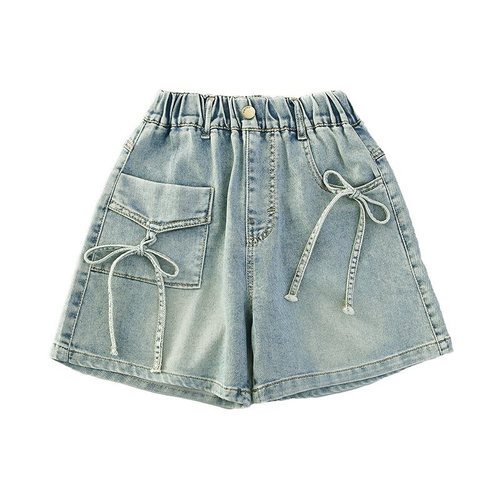 Women's Summer Short Pants, Outerwear, Thin Style, 2025, for Older Children, Fashionable Denim Pants, Children's Clothing