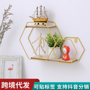Ins Nordic Style Storage Rack Living Room Bedroom Decorations Wall Hanging Display Rack Metal Iron Storage Rack