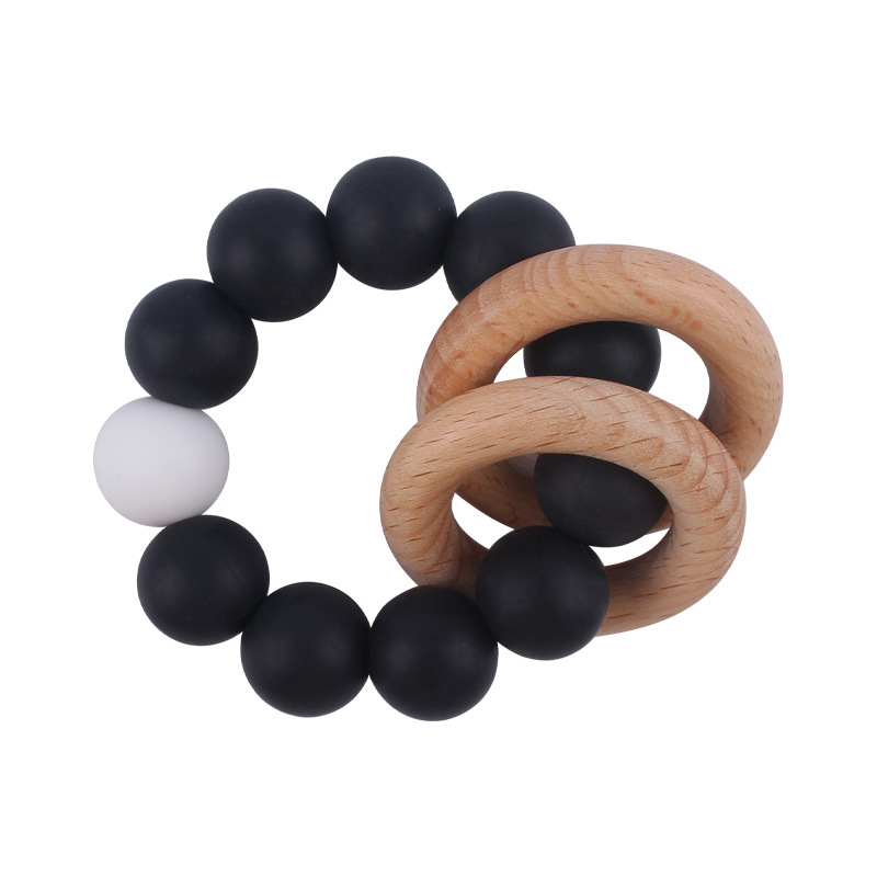 Nuevo bebé haya anillo mordedor pulsera creativa bebé silicona contraste color mordedura molar juguete
