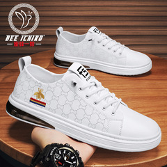 《蜜蜂一狼》品牌男鞋真皮板鞋四季款休閒小白鞋百搭潮流懶人皮鞋