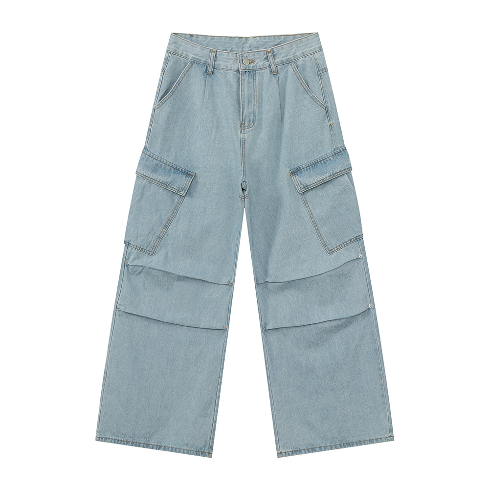 MTLCLOTHES Ropa de hombre | Korean High Street Heavy Industries Deconstruye Vaqueros de trabajo rectos de pierna ancha con múltiples bolsillos tridimensionales