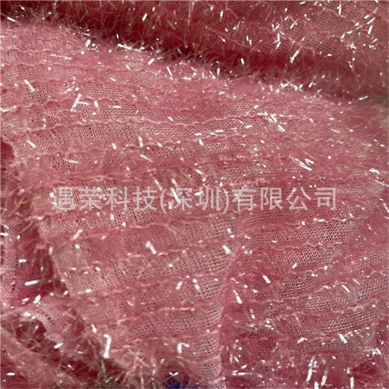 现货彩色批发长毛葱布圣诞布料手工针织涤纶面料提花装饰布匹厂