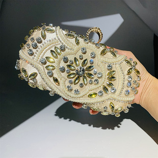 Chaozhou Hengmei Handbag Factory Direct Sales Clutch Evening Bag Handmade Bead Embroidery Bag Sequin Bag Ladies Clutch Evening Bag