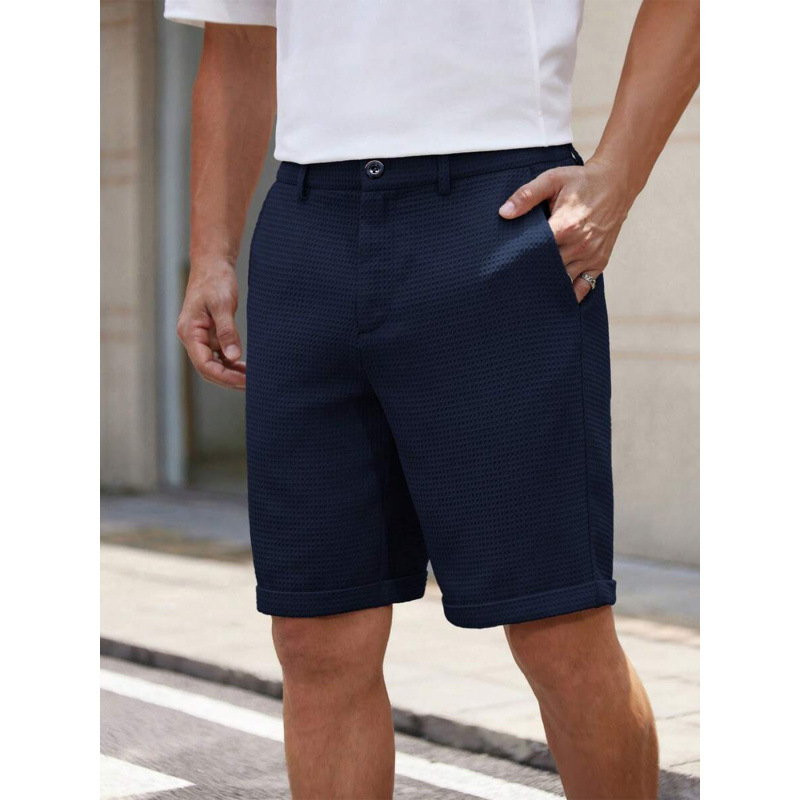 Men's Spring and Summer New Style Light Mature Style Suit Shorts Trendy Waffle Casual Mid-Pants Handsome Five-Point Pants