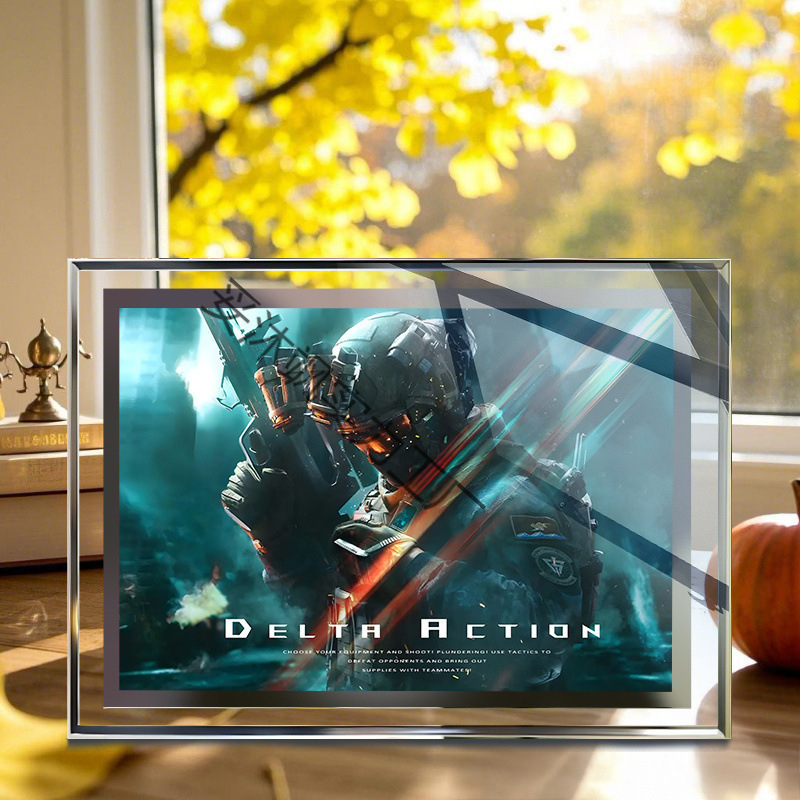 Photo Frame Black Hawk Fall Weilong Handsome Table Crystal Glass to Send Friends Desk Room