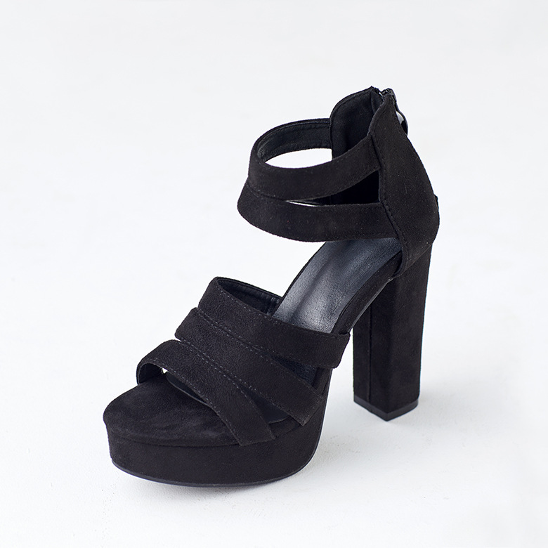 Nouvelles sandales à talons épais de 12 cm, chaussures romaines imperméables à talons super hauts pour femmes_voghion.com