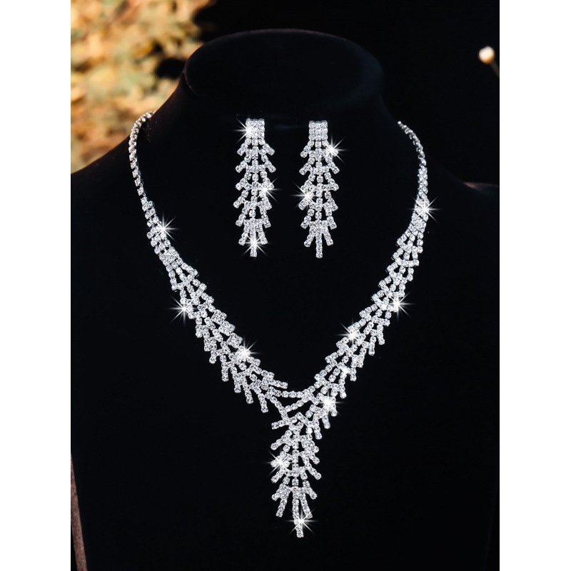 hot necklace set bridal necklace earrings zircon jewelry banquet party jewelry set _voghion.com