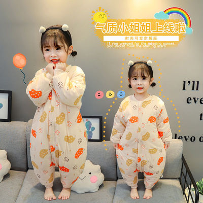 Infants Sleeping bag Autumn and winter one-piece garment Cotton clip thickening children men and women baby With cotton pajamas