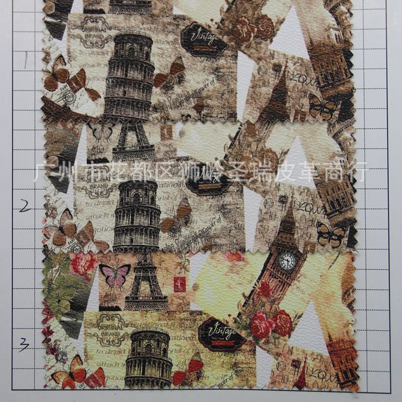 [圣瑞皮革] 新款式印刷图案箱包手袋革 沙发革 装饰革 SR-1808