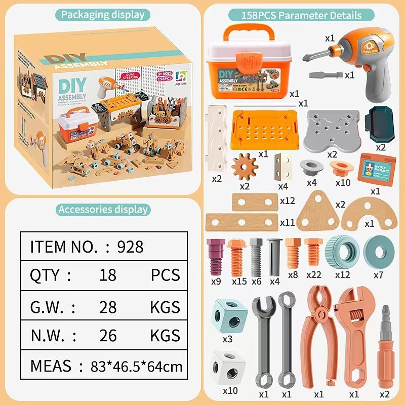 Herramientas de ensamblaje DIY - 158 conjuntos (18 cajas / caja)