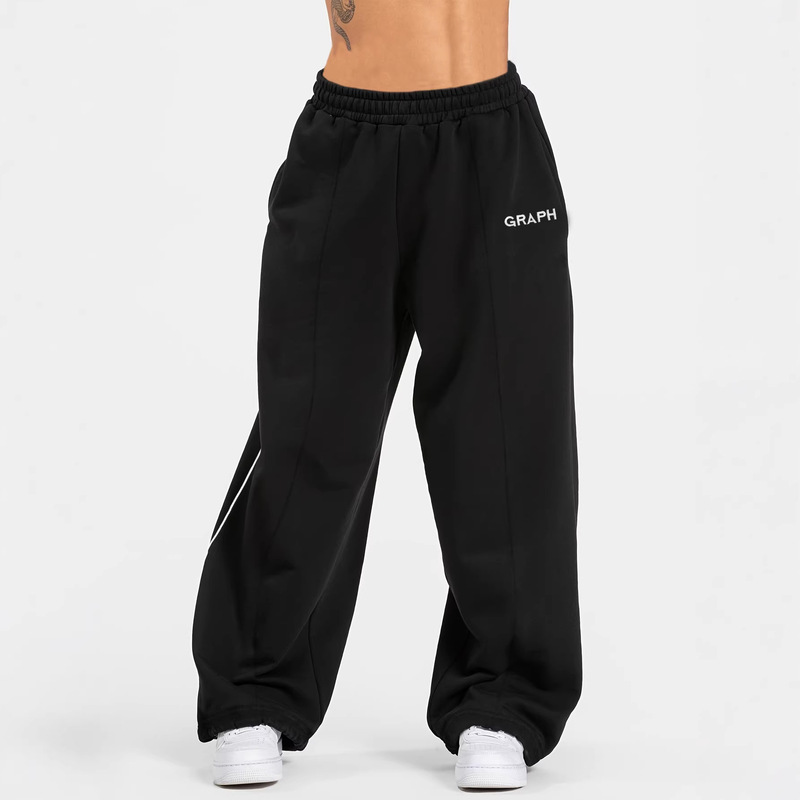 Cross-Border Exclusive Supply of European and American Style Loose Sweatpants with Side Color-Blocking Stripes, Elastic Waist, Wide-Leg Pants, Embroidered Craftsmanship, in Stock Cross-Border Exclusive Supply of European and American Style Loose Sweatpants with Side Color-Blocking Stripes, Elastic Waist, Wide-Leg Pants, Embroidered Craftsmanship, in Stock