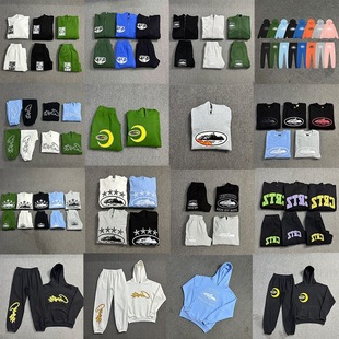 24S Autumn and Winter Suit Alcatraz Print Street Men's and Women's Loose Sports Hooded Sweatshirt Casual Sweatpants