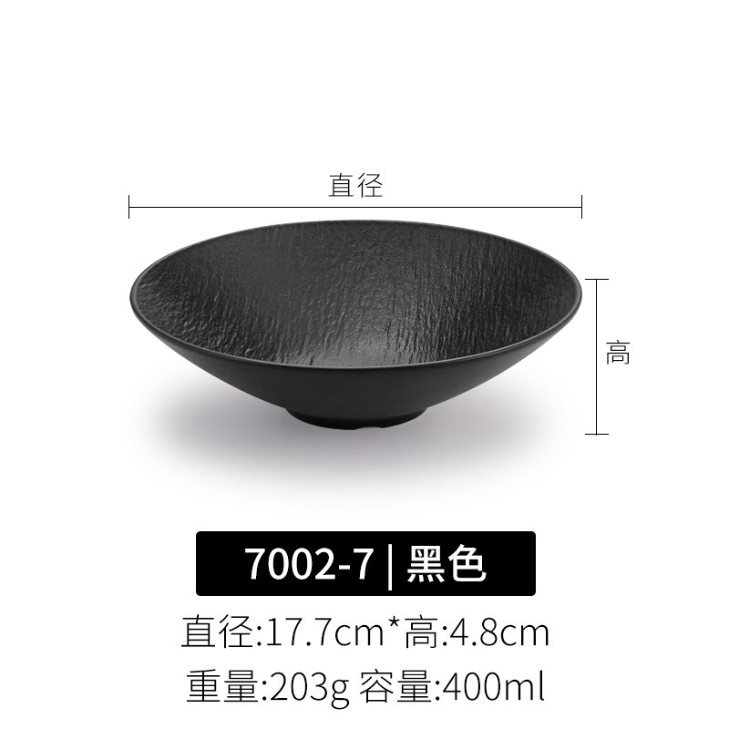 Japonés negro melamina bolos de arroz bolos de mezcla de fideos bolos de hotel restaurante bolos de sopa de plástico bolos de ensalada comerciales