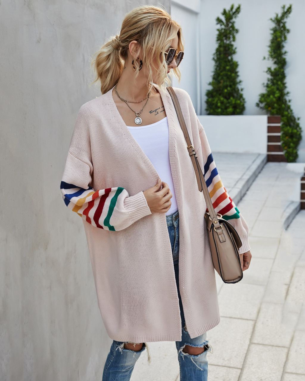 Women's Clothing patchwork loose large size sweater sweater jacket _voghion.com
