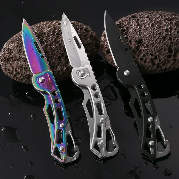 Multifunctional Stainless Steel Foldableing Knife Keychain Outdoor Camping Style Mini Exquisite Knife Portable Fruit Knife Paring Knife