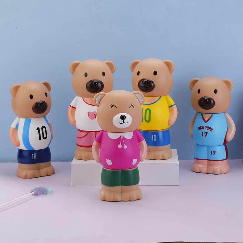 创意三节熊存钱罐 幼儿园礼品储蓄罐厂家小熊卡通公仔存钱罐礼品