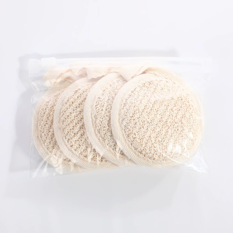 Loofah Bath Sponge (Natural), Cotton‑Linen & Loofah, Multiple Sizes 8×8–12×12 cm