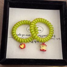 红苹果~果绿糯米饭电话圈清新巨显白高级感头绳甜美学生女发圈