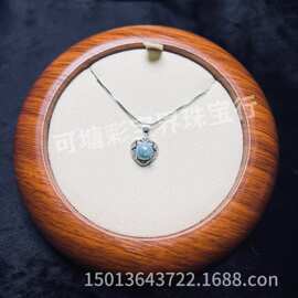 天然海纹石海洋之汨拉利玛半银高保色圆6MM精致小巧锁骨小爱心吊