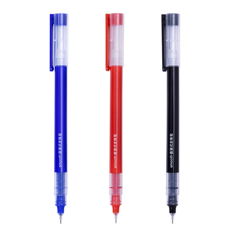 Guangna GN001 pluma neutra de gran capacidad negra, rojo, azul, cuentas de escritura líquida recta, tipo de tapa de extracción de tinta continua