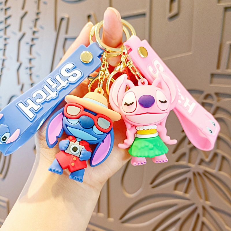 New Stitch Cartoon Keychain Couple Best Friend School Bag Pendant Car Key Chain Claw Machine Kidsren's Small Gift