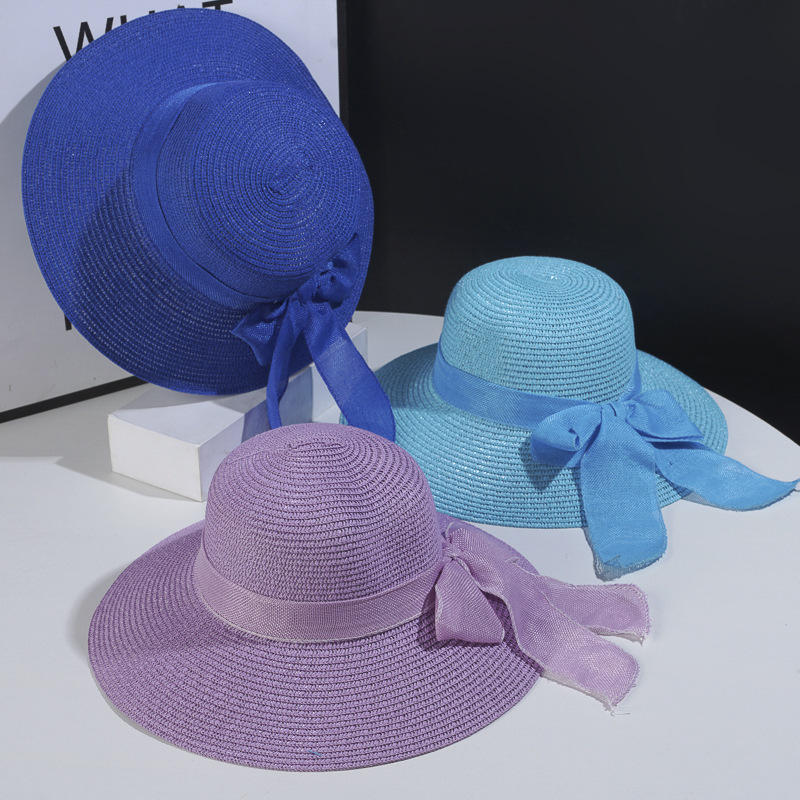 Women's Sweet Bow Knot Wide Eaves Straw Hat display picture 1
