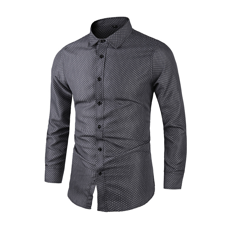 2024 Spring New Men's Long sleeved Large Size Printed Fashion Flip Collar Business Slim Fit Checkered Shirt_senzul.com