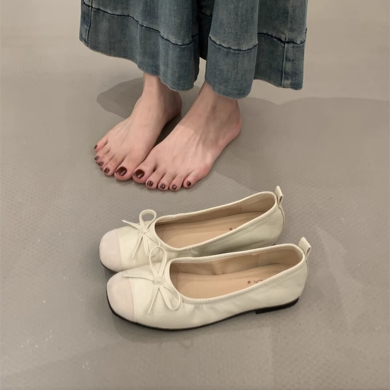 韓国風平底赤い小さな靴パンプス春夏新作フレンチリボンシューズソフトソールソフト表面婦人靴|undefined