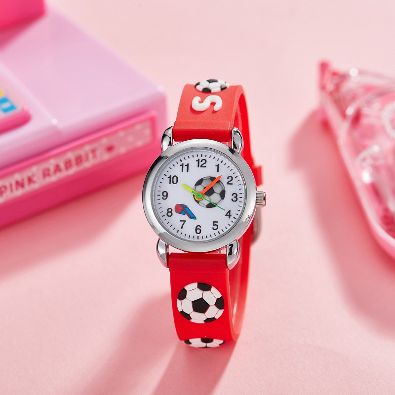 35g Weight Cartoon Style Cute Football Buckle Silica Gel Strap Quartz Watch